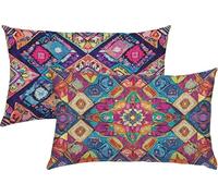 Mandala Taies d'oreiller 50x80 Housse Coussin Velours Lot de 2, Taie Oreiller Bohème, Respirante Housse de Coussin Canapé Exterieur Impermeable pour Salon Jardin, Fermeture Éclair Invisible K3-509