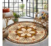 Mandala Tapis Salon en Coton, Bohème Tapis de Bain Antiderapant avec des Gland, Rond Tapis de Sol d'entrée pour Chambre à Coucher, Couloir, Salon, Table Basse,E,∅ 150cm