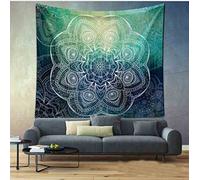 Mandala Tapisserie murale à suspendre style bohème pour dortoir, Polyester, Cercle vert., 210x150cm