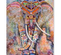 Mandala Tapisserie murale à suspendre style bohème pour dortoir, Polyester, Éléphant orange., 210x150cm