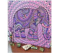 Mandala Tapisserie murale à suspendre style bohème pour dortoir, Polyester, Éléphant violet., 210x150cm