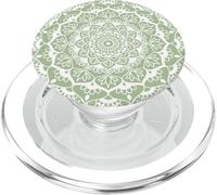 Mandala Vert Sauge Eucalyptus Zen Fleur fractale Art PopSockets PopGrip pour MagSafe
