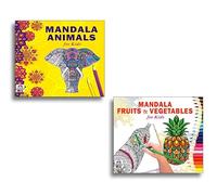 Mandala Wild Animals + Fruits & Vegetables Art Designs Pattern Colouring Books For Kids | Wild Animal Fun | Fruits and Vegetables Fun | Nature Mandala Designs | Kids Wildlife Art | Fruits and Veg Art