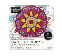 Mandalas / Carnet de Coloriage de Voyage pour Adultes / 24 Pages / Dimensions : 15 x15 cm
