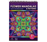 Mandalas de fleurs et motifs - Livre de coloriage pour adultes sur papier épais avec reliure spirale sur le dessus