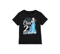 mandarin creative ltd Frozen Bright Like Elsa 2nd Birthday Girls T Shirt, Noir, 7-8 Ans Fille