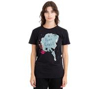 mandarin creative ltd Frozen True at Heart Elsa Silhouette Ladies T Shirt, Black, Noir, L Femme
