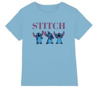 mandarin creative ltd Lilo & Stitch Stitch Poses T-Shirt Unisexe pour Enfant, Bleu Clair, 12-13 Ans, Bleu Clair, 12-13 Ans