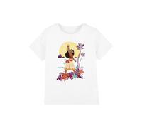 mandarin creative ltd Moana Heart Sunset Girls T Shirt, Blanc, 7-8 Ans Fille