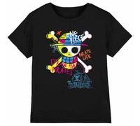 mandarin creative ltd One Piece Jolly Roger Graffiti Kids T Shirt, Noir, 5-6 Ans Garçon