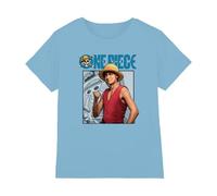 mandarin creative ltd One Piece Luffy Kids T Shirt, Bleu Clair, 12-13 Ans Garçon