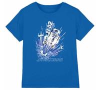 mandarin creative ltd Star Wars Blast Off R2d2 Unisex Kids T Shirt, Bleu Marine, 7-8 Ans Garçon