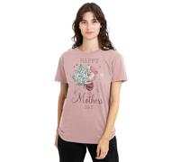 mandarin creative ltd Winnie The Pooh Piglet Happy Mothers Day Ladies T Shirt, Pink, Rose, L Femme