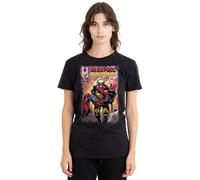 mandarin creative ltd Wolverine Saves Deadpool Comic Ladies T Shirt, Black, Noir, XL Femme