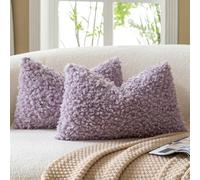 Mandioo Lot de 2 Housses de Coussin Violet Clair 30 x 50 cm Fausse Fourrure Bouclé Sherpa Épaisse Décorative Taie d’Oreiller Douce pour Canapé Lit Salon
