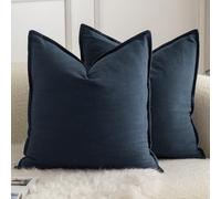 Mandioo Lot de 2 Housses de Coussins Pur Coton Couleur Pure Moderne Doux Confortable Taie d'oreiller Decoration Maison Salon Chambre pour Canapé 65x65 cm Bleu Marine