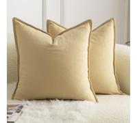 Mandioo Lot de 2 Housses de Coussins Pur Coton Couleur Pure Moderne Doux Confortable Taie d'oreiller Decoration Maison Salon Chambre pour Canapé 55x55 cm Kaki