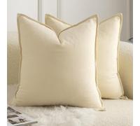Mandioo Lot de 2 Housses de Coussins Pur Coton Couleur Pure Moderne Doux Confortable Taie d'oreiller Decoration Maison Salon Chambre pour Canapé 55x55 cm Couleur Beige
