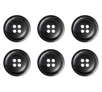 MANDITTIONS Lot de 6 boutons ronds en plastique à coudre en forme de corne synthétique pour manteaux, vestes, cardigans, 4 trous, noir, 20 mm