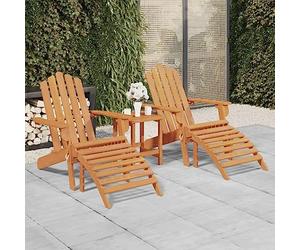 Mandloder Adirondack Lot de 2 chaises de jardin pliables en bois d'acacia massif finition huile naturelle avec repose-pieds résistants aux intempéries pour jardin, terrasse et extérieur, meubles