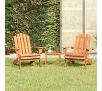 Mandloder Adirondack Salon de jardin 3 pièces en bois massif d'acacia pliable pour terrasse, balcon, jardin, robuste