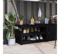 Mandloder Armoire de cuisine d'extérieur noire 106 x 55 x 64 cm, en pin massif, grand espace de rangement, design modulaire, pour jardin et terrasse, idéale pour organiser votre cuisine extérieure