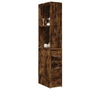 Mandloder Armoire de salle de bain, étroite, avec roulettes, en bois de chêne fumé, 22 x 41 x 135 cm, haut meuble à roulettes pour salle de bain, cuisine, salon, espace de rangement pratique