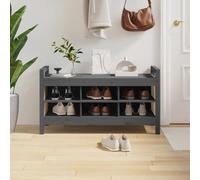 Mandloder Banc de couloir gris en pin massif, 110 x 40 x 60 cm, avec 6 compartiments de rangement pour entrée, siège polyvalent pour couloir et salon