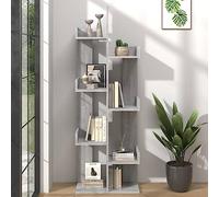 Mandloder Bibliothèque 48 x 25,5 x 140 cm, en bois Sonoma gris, étagère sur pied, élégante étagère pour salon, bureau, chambre à coucher, espace de rangement pour livres, décorations