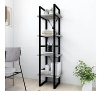 Mandloder Bibliothèque à 4 compartiments gris Sonoma - 40 x 30 x 140 cm - En bois et métal - Beaucoup d'espace de rangement pour livres, magazines, DVD, maison et bureau