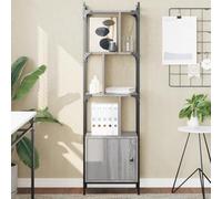 Mandloder Bibliothèque avec porte - Gris Sonoma - 44,5 x 30 x 154,5 cm - En bois - Cadre en acier solide - Motif zigzag - Espace de rangement polyvalent pour salon, bureau
