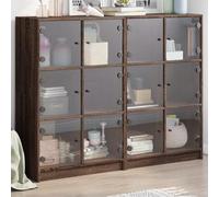 Mandloder Bibliothèque avec portes, aspect chêne marron, 136 x 37 x 109 cm, design moderne, espace de rangement polyvalent pour le salon, stable et durable, idéale comme buffet