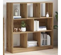 Mandloder Bibliothèque en chêne artisanal, 97,5 x 29,5 x 100 cm, en bois avec 8 compartiments, polyvalente pour le salon, étagères de rangement