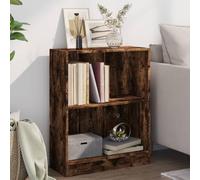 Mandloder Bibliothèque en chêne fumé 60 x 24 x 76 cm, à 2 compartiments, rangement robuste pour livres, DVD, articles de décoration, étui polyvalent