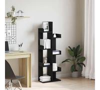 Mandloder Bibliothèque en chêne noir 48 x 25,5 x 140 cm, en matériau dérivé du bois, étagère à 5 compartiments, bibliothèque moderne pour salon, bureau, solution de rangement polyvalente