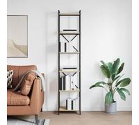 Mandloder Bibliothèque en chêne Sonoma 40 x 30 x 188 cm - Robuste - Avec éléments en acier - Pieds réglables - Structure croisée - Grand espace de rangement - Pour salon, bureau, bureau