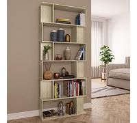 Mandloder Bibliothèque en chêne Sonoma 80 x 24 x 192 cm, en matériau dérivé du bois, étagère sur pied, avec 18 compartiments, séparateur de pièce polyvalente pour salon, bureau et couloir