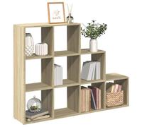 Mandloder Bibliothèque, séparateur de pièce, à 3 niveaux, en bois de chêne Sonoma, 137,5 x 29 x 103,5 cm, pour salon, bureau, chambre à coucher, polyvalente