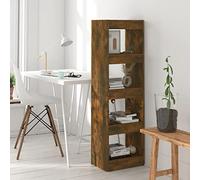 Mandloder Bibliothèque, séparateur de pièce, chêne fumé, 40 x 30 x 135 cm, étagère en bois robuste pour livres, magazines, DVD, idéale comme espace de rangement et accent de salon