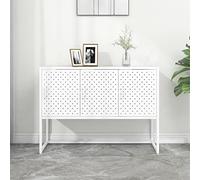 Mandloder Buffet blanc 105 x 35 x 75 cm, buffet en acier avec 3 portes, armoire multifonction avec pieds réglables, espace de rangement pour salon, couloir