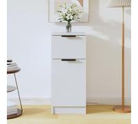 Mandloder Buffet blanc 30 x 30 x 70 cm en bois avec tiroir et porte, armoire d'appoint étroite pour salon, couloir, chambre à coucher, buffet polyvalent et meuble console