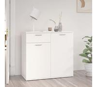 Mandloder Buffet blanc - 80 x 36 x 75 cm - En bois - Avec 2 portes et 1 tiroir - Cabinet moderne pour salon, couloir
