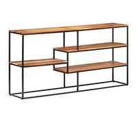 Mandloder Buffet en bois massif d'acacia 150 x 30 x 75 cm, buffet en bois robuste avec cadre en acier revêtu par pulvérisation, charme industriel, console polyvalente pour salon et salle à manger