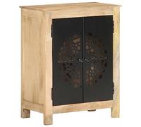 Mandloder Buffet en bois massif de mangue, 60 x 35 x 75 cm, design robuste avec 2 portes, acier revêtu par pulvérisation, pour salon, chambre à coucher, couloir, espace de rangement polyvalent