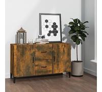 Mandloder Buffet en chêne fumé 100 x 36 x 60 cm, en bois dérivé du bois, avec 2 portes et 2 tiroirs, espace de rangement polyvalent pour salon, couloir ou bureau, design moderne, durable