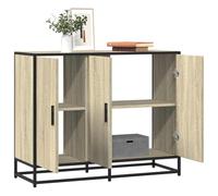 Mandloder Buffet en chêne Sonoma 94 x 35 x 76 cm, matériau à base de bois, structure en métal robuste, espace de rangement polyvalent pour salon, cuisine, couloir, buffet durable