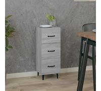 Mandloder Buffet gris Sonoma 34,5 x 34 x 90 cm, en matériau dérivé du bois, avec tiroirs, armoire d'appoint robuste pour salon, couloir, buffet polyvalent