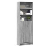 Mandloder Buffet haut avec éclairage LED, gris Sonoma, 69 x 32,5 x 200 cm, espace de rangement polyvalent pour salon, design moderne