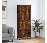 Mandloder Buffet haut en chêne fumé, 69,5 x 34 x 180 cm, en bois dérivé du bois, armoire multi-usage, avec portes, espace de rangement pour salon, salle à manger, couloir