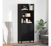 Mandloder Buffet haut - Noir - Aspect chêne - 69,5 x 34 x 180 cm - En matériau dérivé du bois - Avec tiroir - Cabinet moderne pour salon, salle à manger